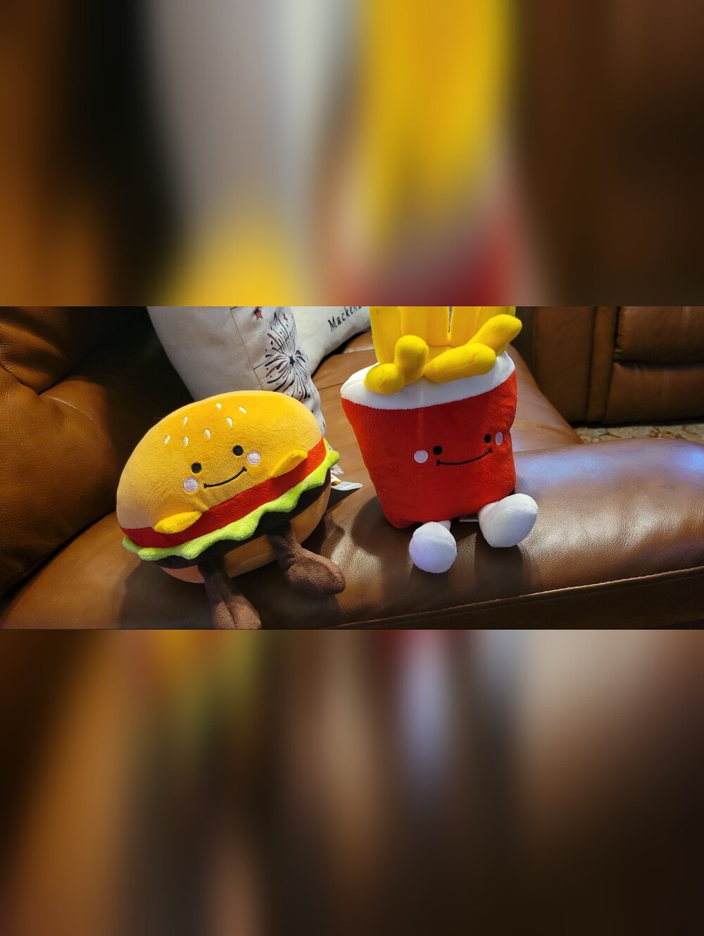 Mimicoco Plush Weighted Burger & Fries Toy Set - Yellow and Red